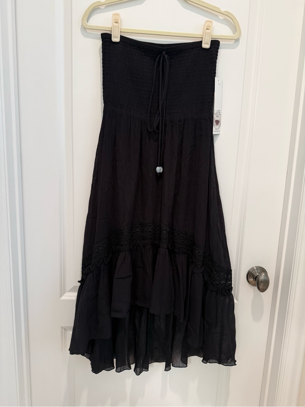 Women’s Black Smocked Bodice Maxi Dress/Skirt NWT